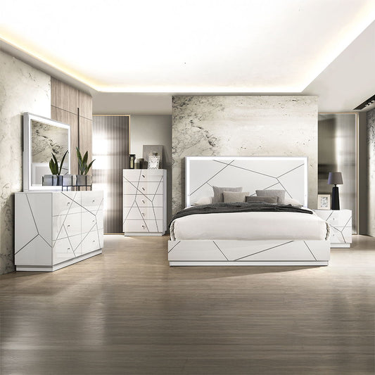 Esther - Bedroom Set - White / Silver