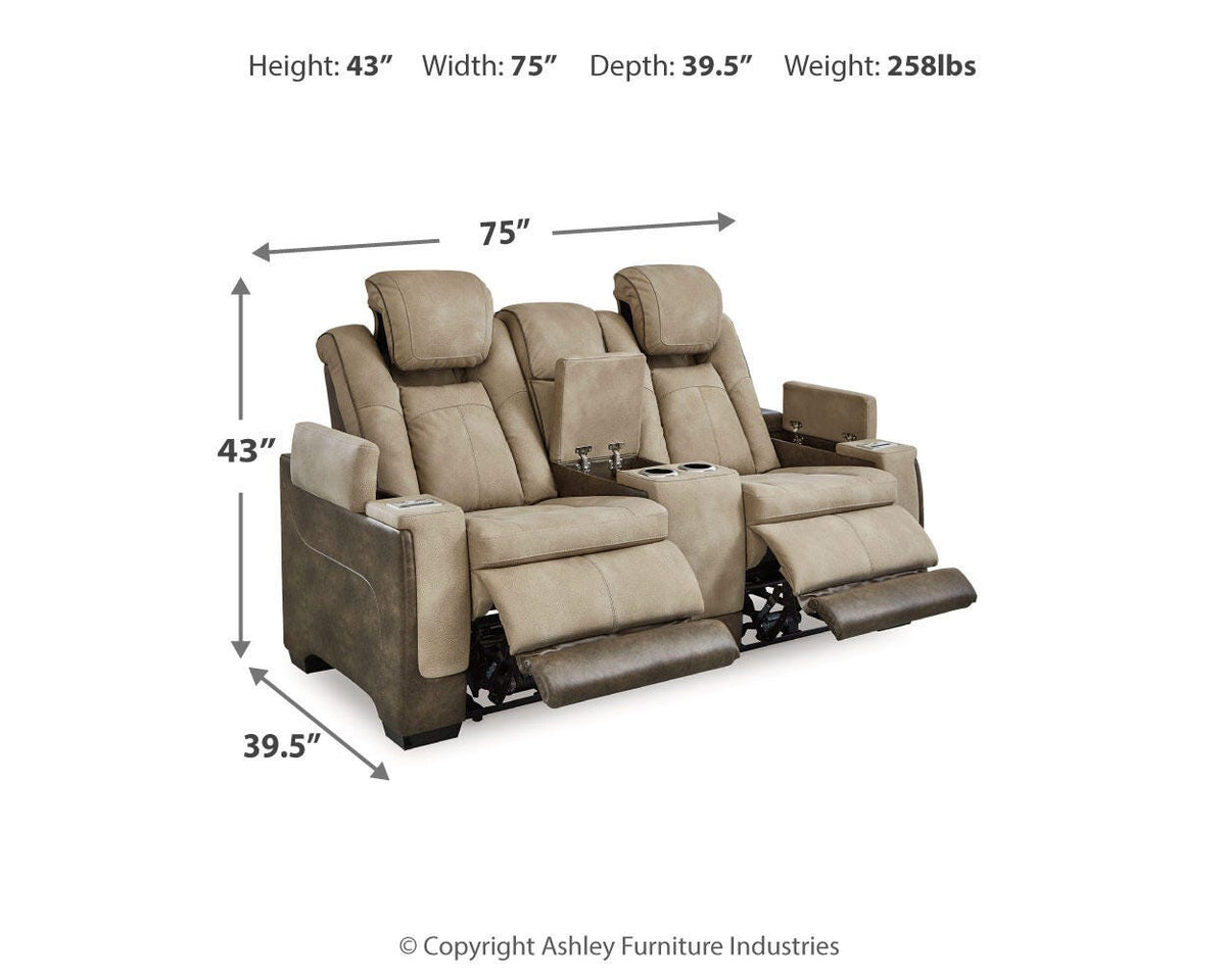 Next-Gen Durapella Power Reclining Loveseat with Console - 2200318 - approximate manufacturer dimensions (supplier image 31)