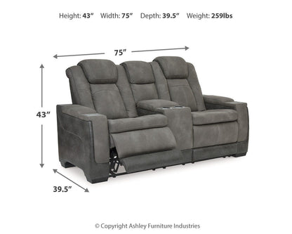 Next-Gen Durapella Power Reclining Loveseat with Console - 2200418 - approximate manufacturer dimensions (supplier image 57)