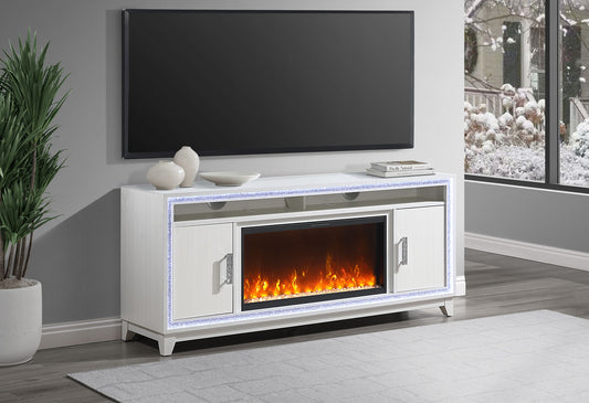Lily - 72" Entertainment Unit With LED, Speakers, Crystal Inserts - White