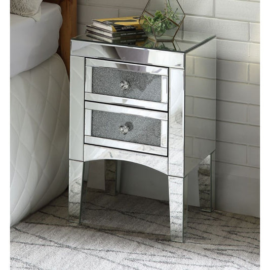 Noralie - 24" Accent Table - Mirrored, Faux Diamonds