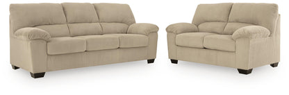 SimpleJoy sofa and loveseat set, Sand, 24203U1: original supplier product or room view; only listed sofa and loveseat included. Castillo Furniture, Philadelphia.