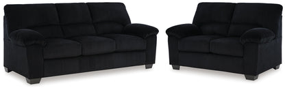 SimpleJoy sofa and loveseat set, Onyx, 24204U1: original supplier product or room view; only listed sofa and loveseat included. Castillo Furniture, Philadelphia.
