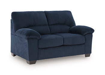 SimpleJoy sofa and loveseat set, Navy, 2420535: original supplier product or room view; only listed sofa and loveseat included. Castillo Furniture, Philadelphia.