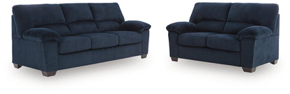 SimpleJoy sofa and loveseat set, Navy, 24205U1: original supplier product or room view; only listed sofa and loveseat included. Castillo Furniture, Philadelphia.