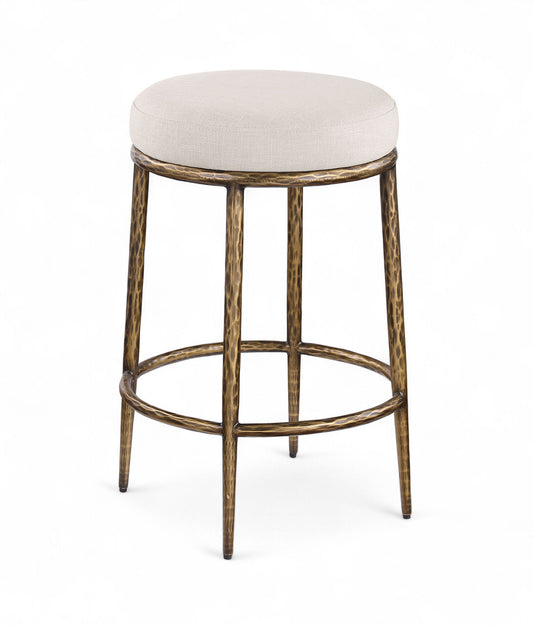 Ferro - Upholstered Backless Counter Stool With Brushed Gold Base