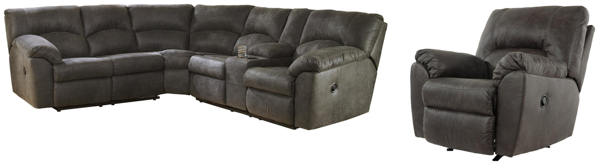Tambo 2-Piece Sectional with Recliner - 27801U1 - product view or room setting; complete kit and included component views (supplier image 1)