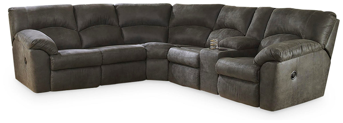 Tambo 2-Piece Sectional with Recliner - 27801U1 - product view or room setting; complete kit and included component views (supplier image 3)