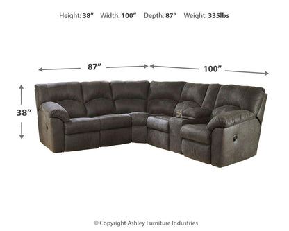 Tambo 2-Piece Sectional with Recliner - 27801U1 - approximate manufacturer dimensions (supplier image 6)