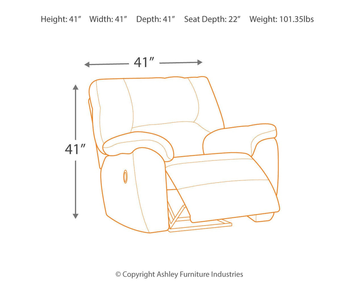 Tambo 2-Piece Sectional with Recliner - 27801U1 - approximate manufacturer dimensions (supplier image 17)