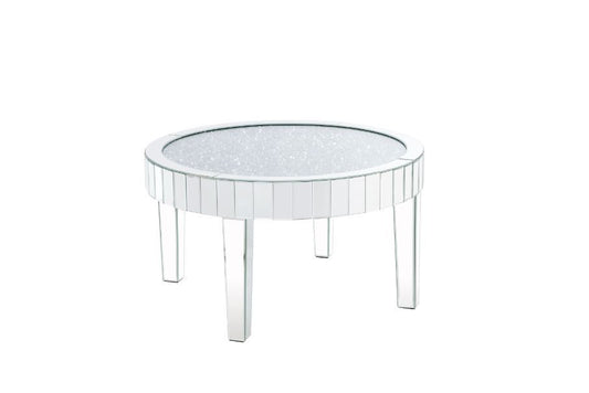 Noralie - 32" Round Coffee Table - Mirrored & Faux Diamonds