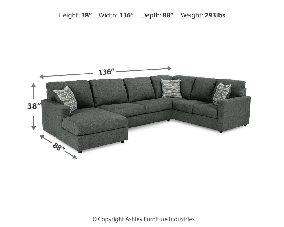 Edenfield Sectional - 29003S1 - approximate manufacturer dimensions (supplier image 3)