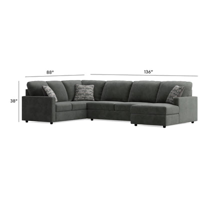 Edenfield Sectional - 29003S2 - approximate manufacturer dimensions (supplier image 34)
