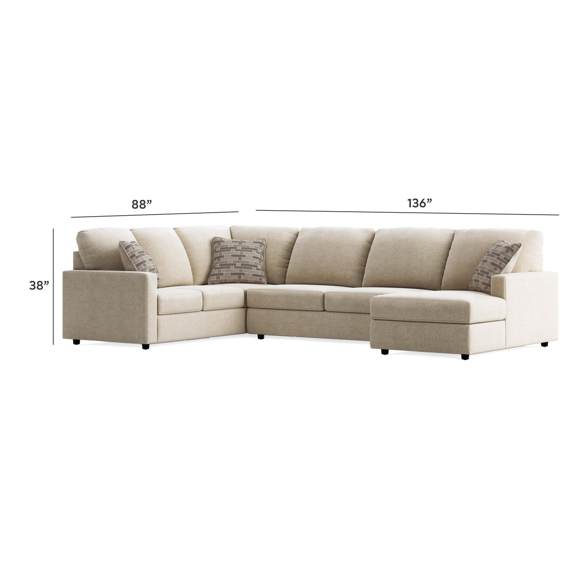 Edenfield Sectional - 29004S2 - approximate manufacturer dimensions (supplier image 45)