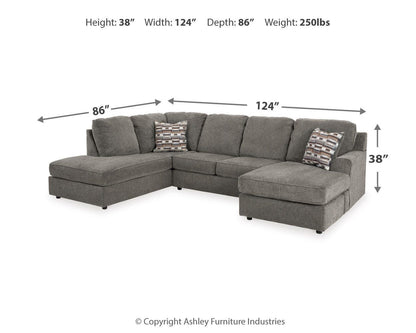 O'Phannon Sectional - 29402S2 - approximate manufacturer dimensions (supplier image 4)