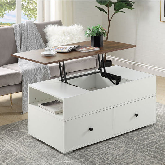 Raeden - Coffee Table With Lift Top - White & Walnut