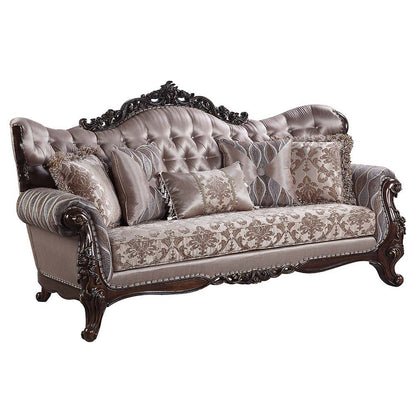 Benbek - Sofa & Loveseat Set - Fabric & Antique Oak