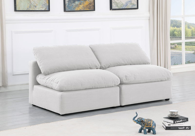 Indulge - Linen 2 Piece Modular Armless Sofa - White
