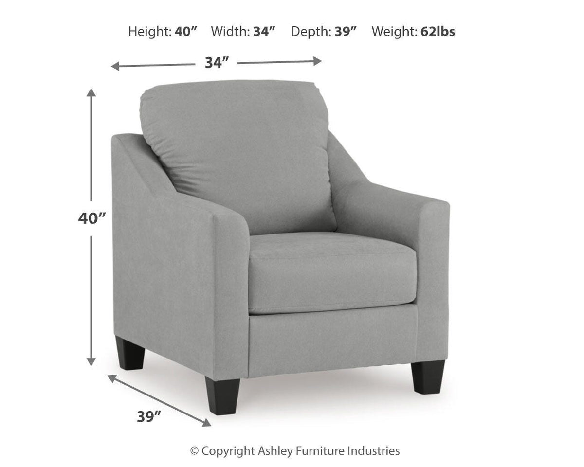 Adlai Chair and Ottoman - 30103U1 - approximate manufacturer dimensions (supplier image 14)