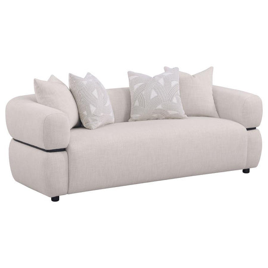Jeanette - 84" Fabric Upholstered Round Arm Sofa - Beige