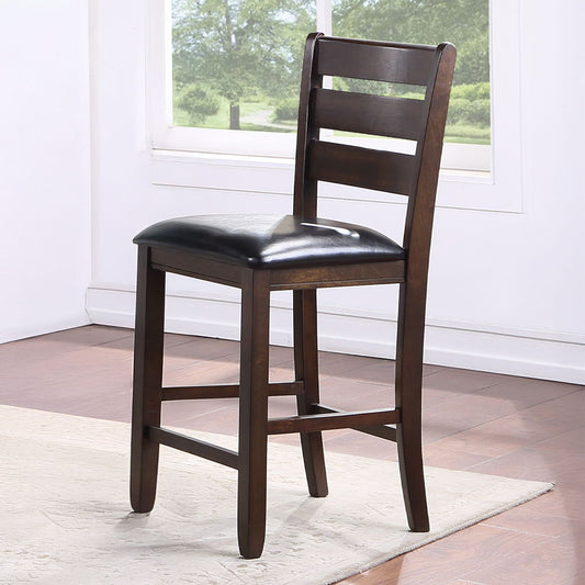 Urbana - Counter Height Chair (Set of 2) - Black Synthetic Leather & Espresso