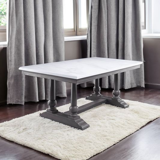 Yabeina - Dining Set - Marble Top Top & Gray Oak