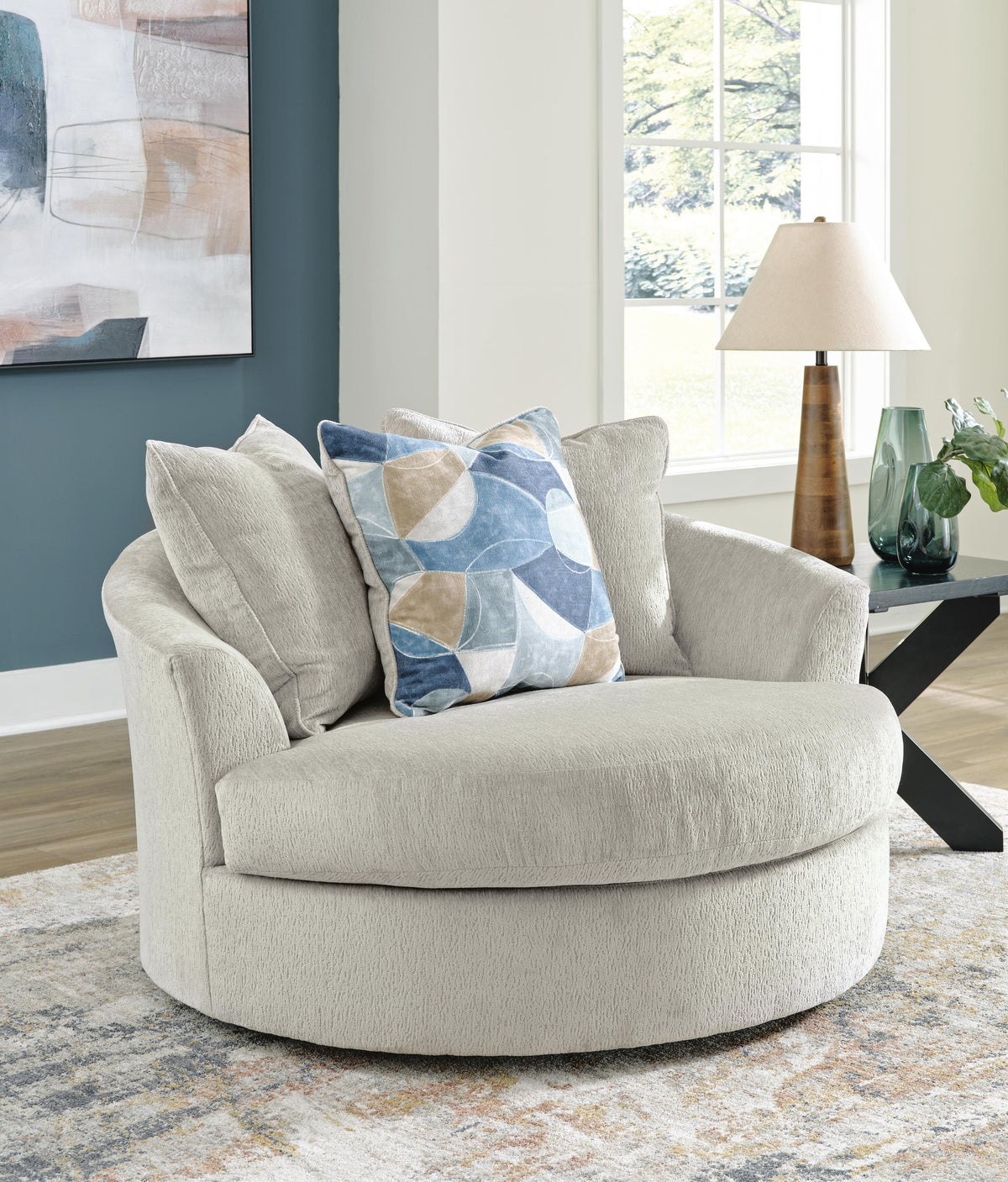 Maxon Place Oversized Swivel Accent Chair - 3300421 - product view or room setting; only chair included (supplier image 2)