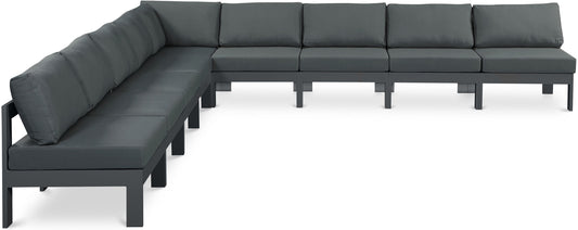 Nizuc - Outdoor Patio 9 Piece Modular Sectional With Gray Frame