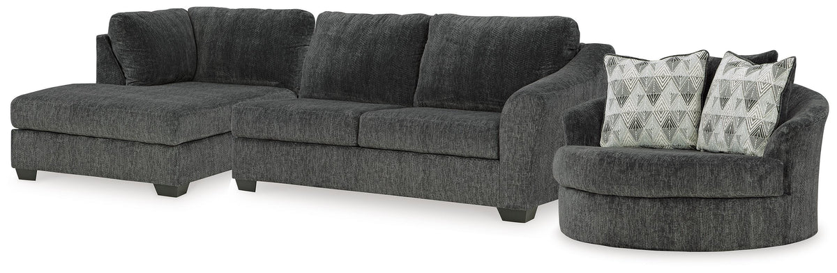 Biddeford 2-Piece Sectional and Oversized Swivel Accent Chair - 35504U2 - product view or room setting; complete kit and included component views (supplier image 1)
