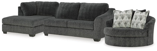 Biddeford 2-Piece Sectional and Oversized Swivel Accent Chair - 35504U2 - product view or room setting; complete kit and included component views (supplier image 1)