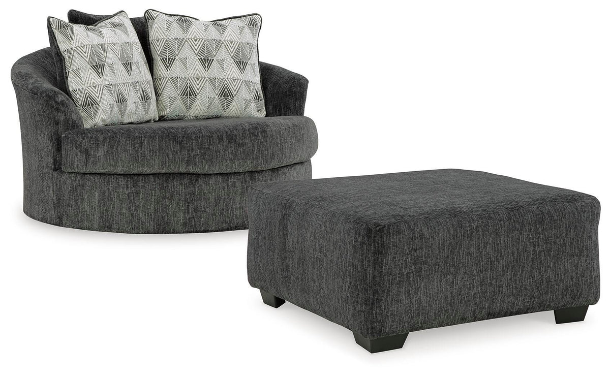 Biddeford Oversized Swivel Chair and Ottoman - 35504U1 - product view or room setting; complete kit and included component views (supplier image 1)