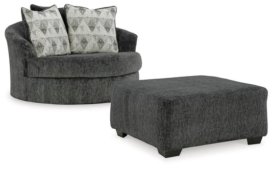 Biddeford Oversized Swivel Chair and Ottoman - 35504U1 - product view or room setting; complete kit and included component views (supplier image 1)