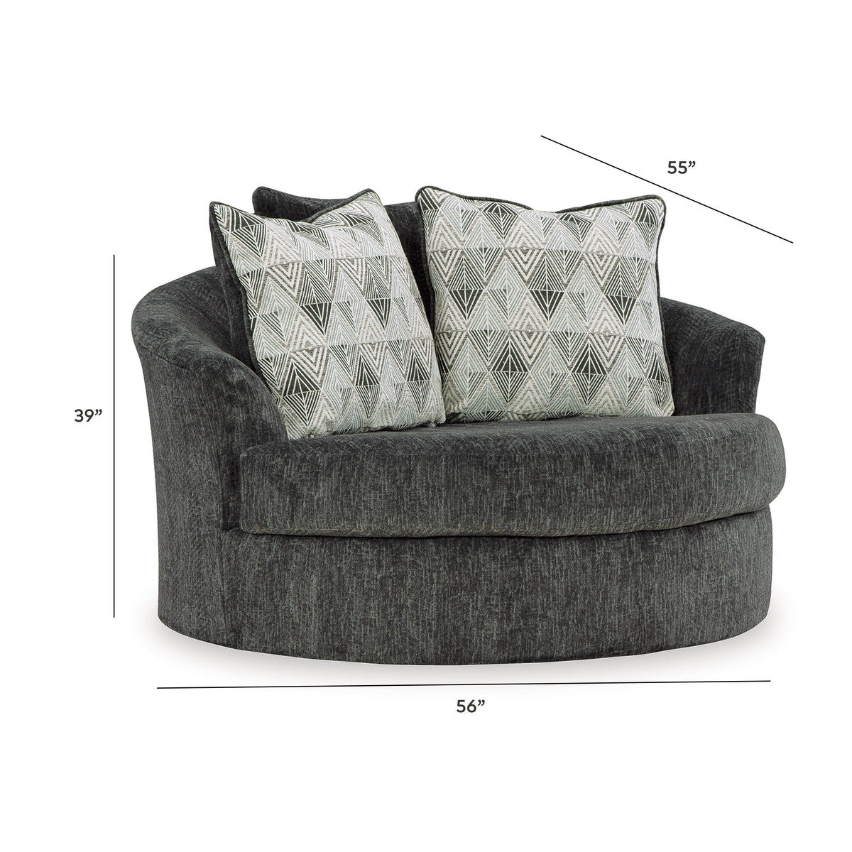 Biddeford Oversized Swivel Accent Chair - 3550421 - approximate manufacturer dimensions (supplier image 7)