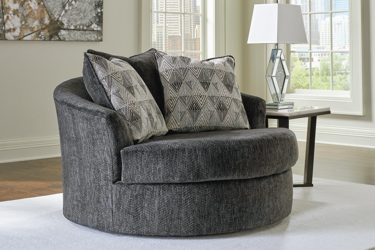 Biddeford Oversized Swivel Chair and Ottoman - 35504U1 - product view or room setting; complete kit and included component views (supplier image 11)