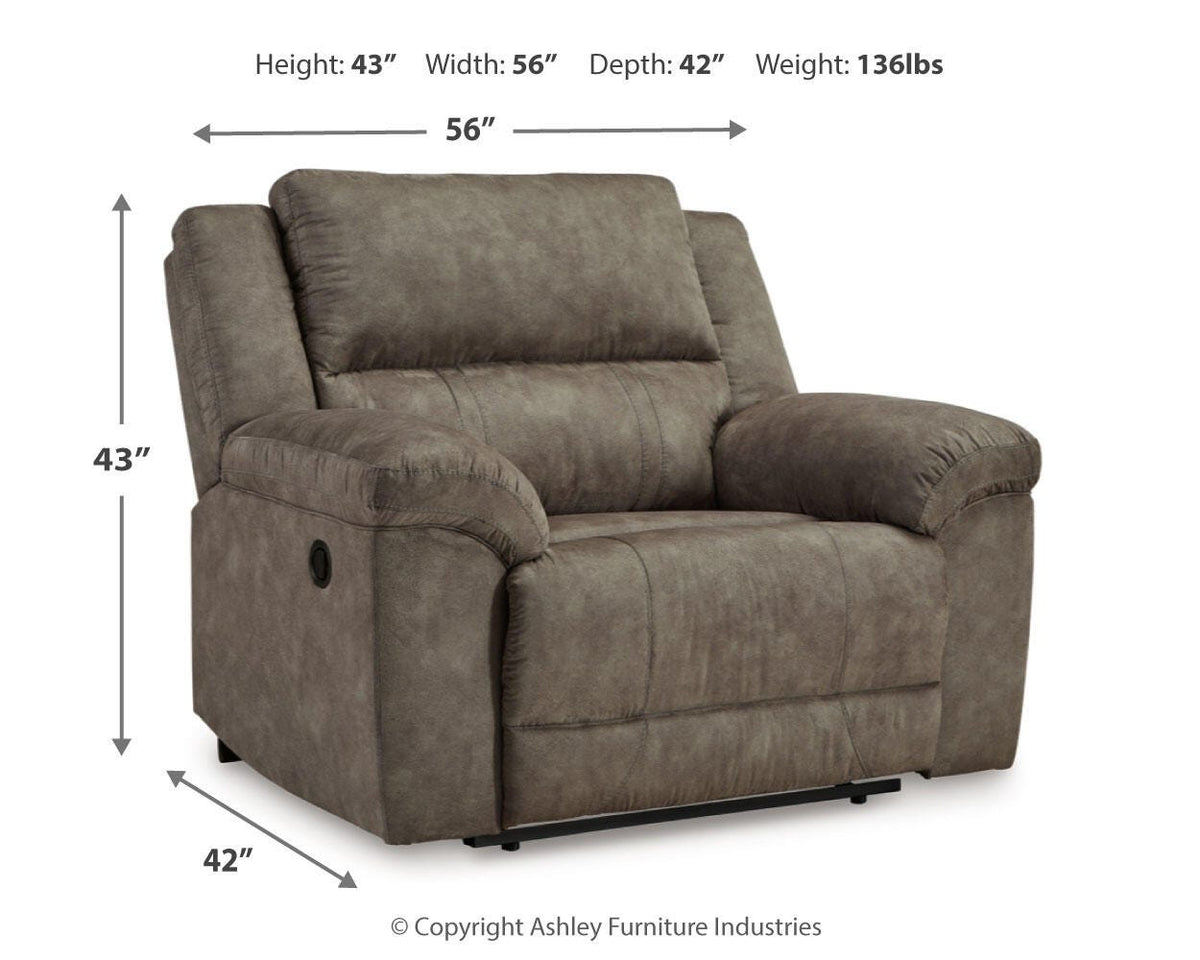 Laresview Oversized Recliner - 3720352 - approximate manufacturer dimensions (supplier image 10)