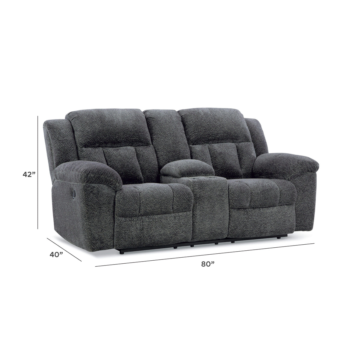 Frohn Reclining Loveseat with Console - 3740694 - approximate manufacturer dimensions (supplier image 10)