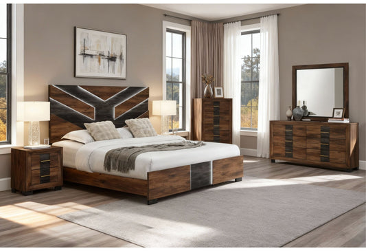 Optimus - 5 Piece Bedroom Set - Black / Brown