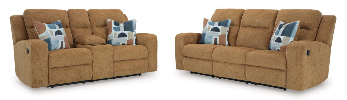 Kanlow Reclining Sofa and Loveseat - 38605U1 - product view or room setting; complete kit and included component views (supplier image 1)
