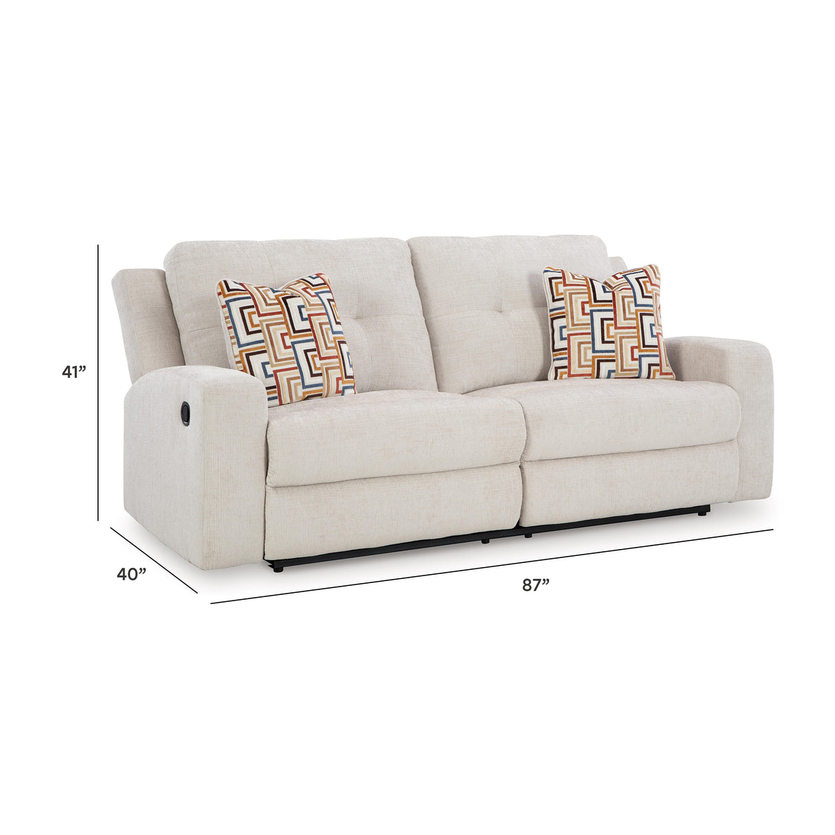Danum Reclining Sofa and Loveseat - 38805U1 - approximate manufacturer dimensions (supplier image 18)