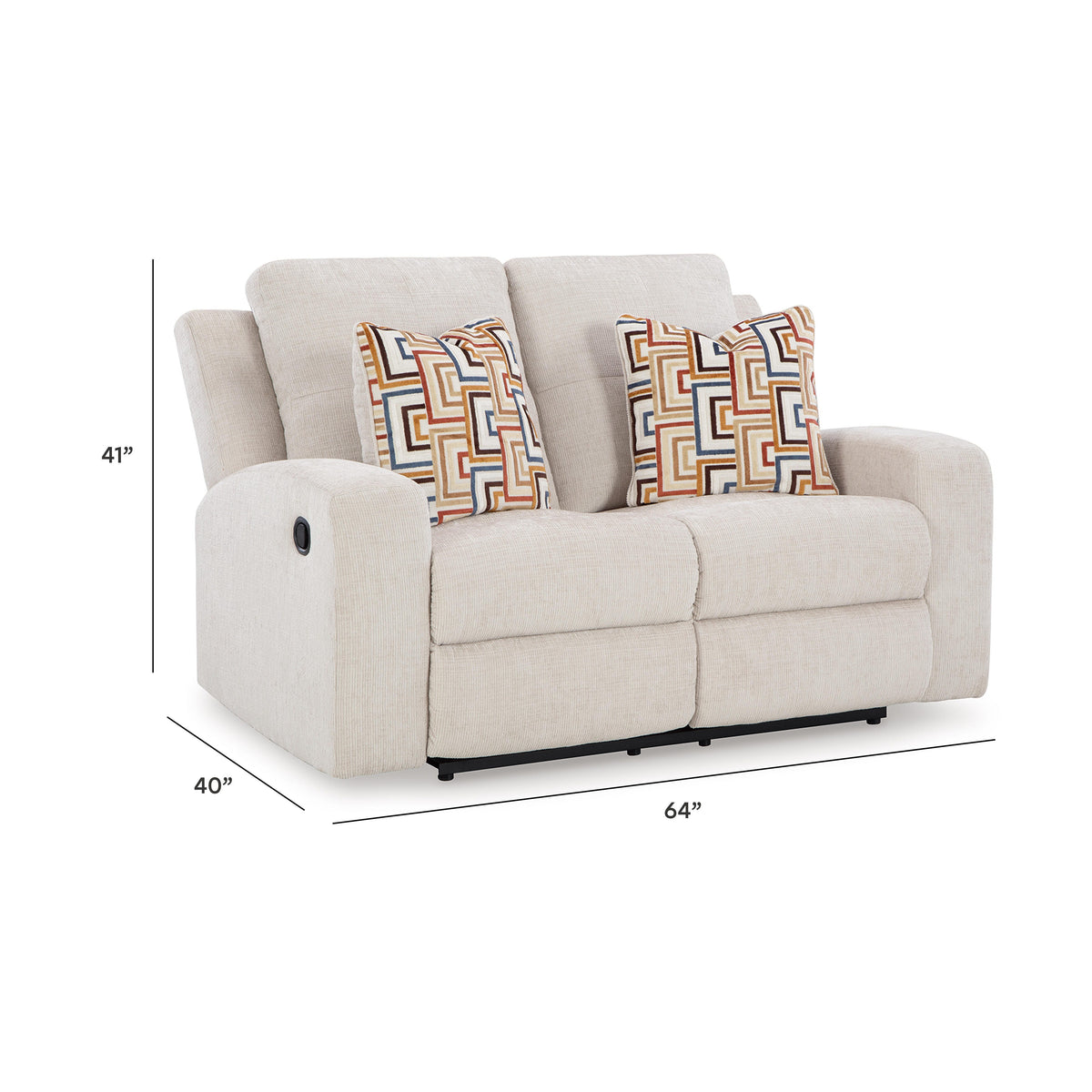 Danum Reclining Loveseat - 3880586 - approximate manufacturer dimensions (supplier image 10)