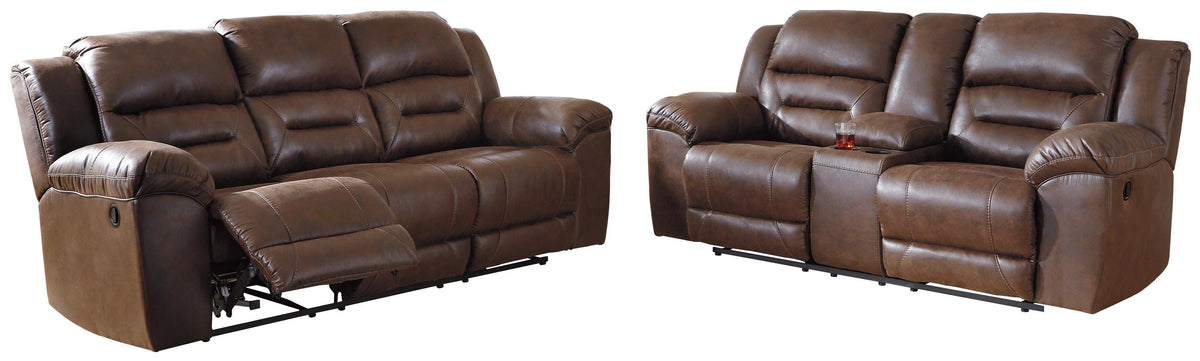 Stoneland sofa and loveseat set, Chocolate / Manual Sofa + Manual Loveseat, 39904U1: original manufacturer image; only listed sofa and loveseat included. Castillo Furniture, Philadelphia.