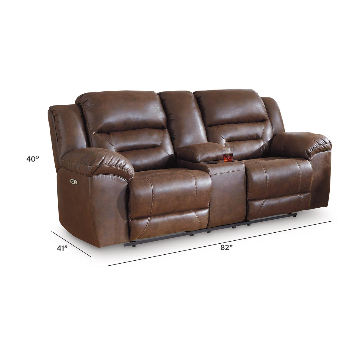 Stoneland Reclining Loveseat with Console - 3990494 - approximate manufacturer dimensions (supplier image 26)