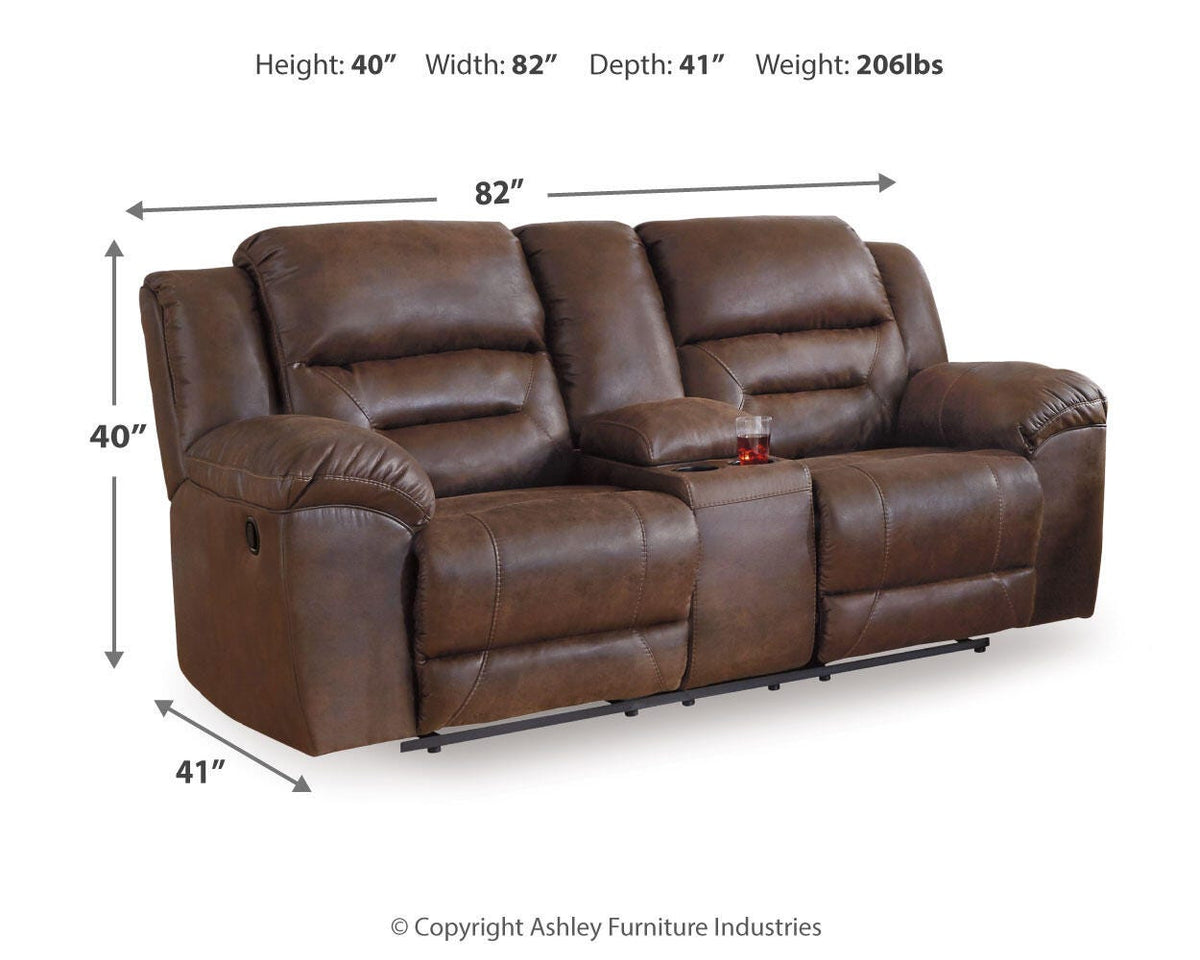 Stoneland Reclining Loveseat with Console - 3990494 - approximate manufacturer dimensions (supplier image 23)