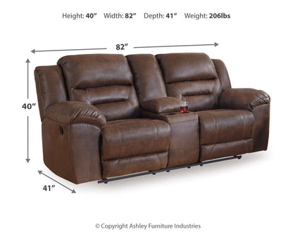 Stoneland Reclining Loveseat with Console - 3990494 - approximate manufacturer dimensions (supplier image 23)