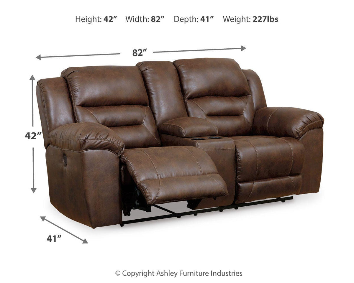 Stoneland Reclining Loveseat with Console - 3990496 - approximate manufacturer dimensions (supplier image 15)