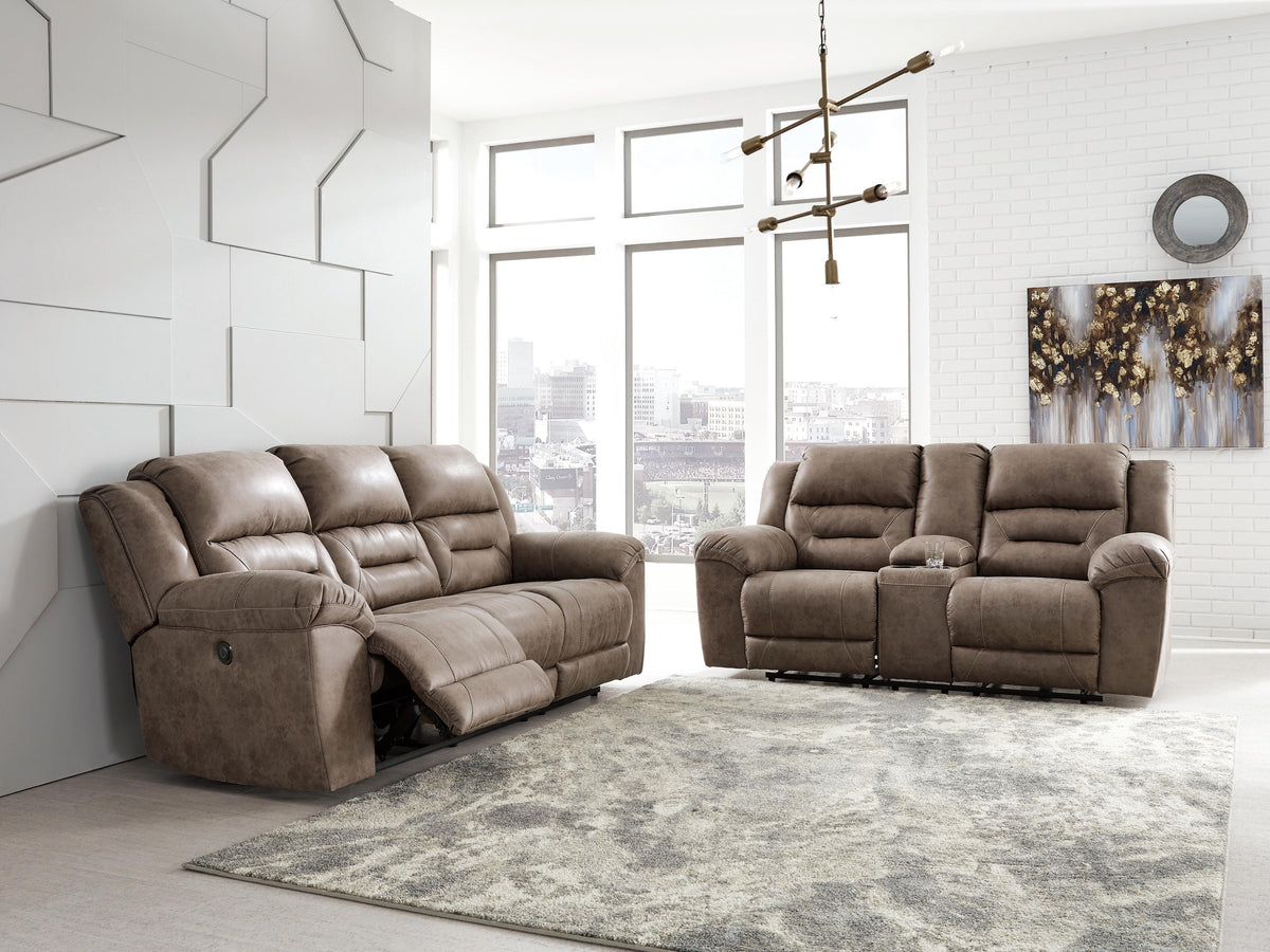 Stoneland sofa and loveseat set, Fossil / Power Sofa + Power Loveseat, 39905U3: original manufacturer image; only listed sofa and loveseat included. Castillo Furniture, Philadelphia.