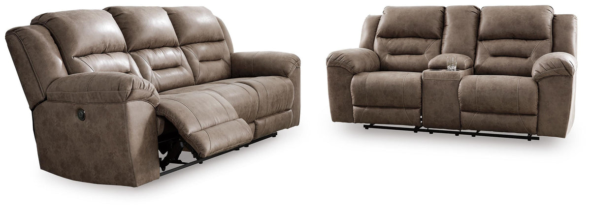 Stoneland sofa and loveseat set, Fossil / Power Sofa + Power Loveseat, 39905U3: original manufacturer image; only listed sofa and loveseat included. Castillo Furniture, Philadelphia.