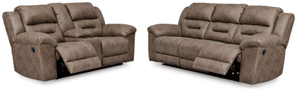 Stoneland sofa and loveseat set, Fossil / Manual Sofa + Power Loveseat, 39905U4: original manufacturer image; only listed sofa and loveseat included. Castillo Furniture, Philadelphia.