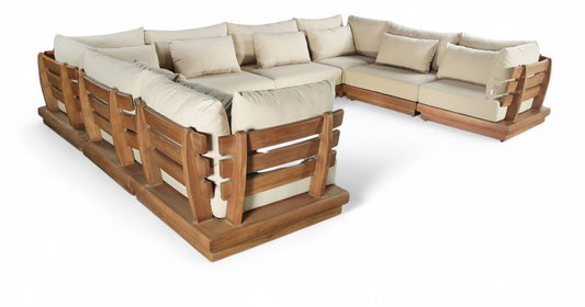 Mirella - 8 Piece Water Resistant Fabric Upholstered Outdoor Patio Modular Sectional