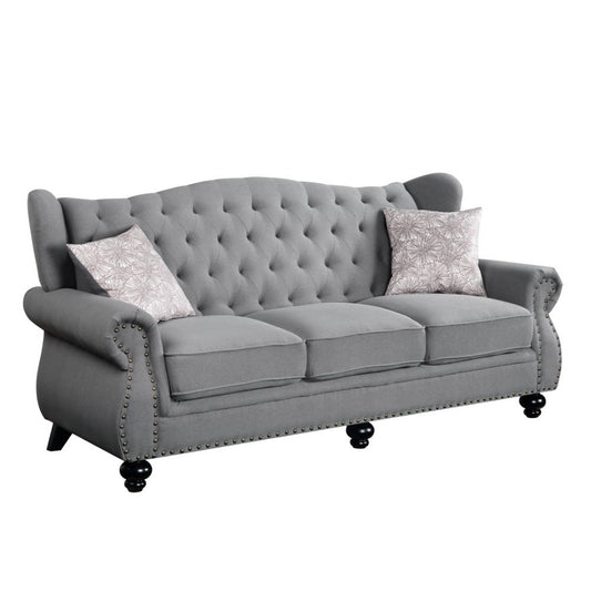 Hannes - Sofa With 2 Pillows - Gray Fabric